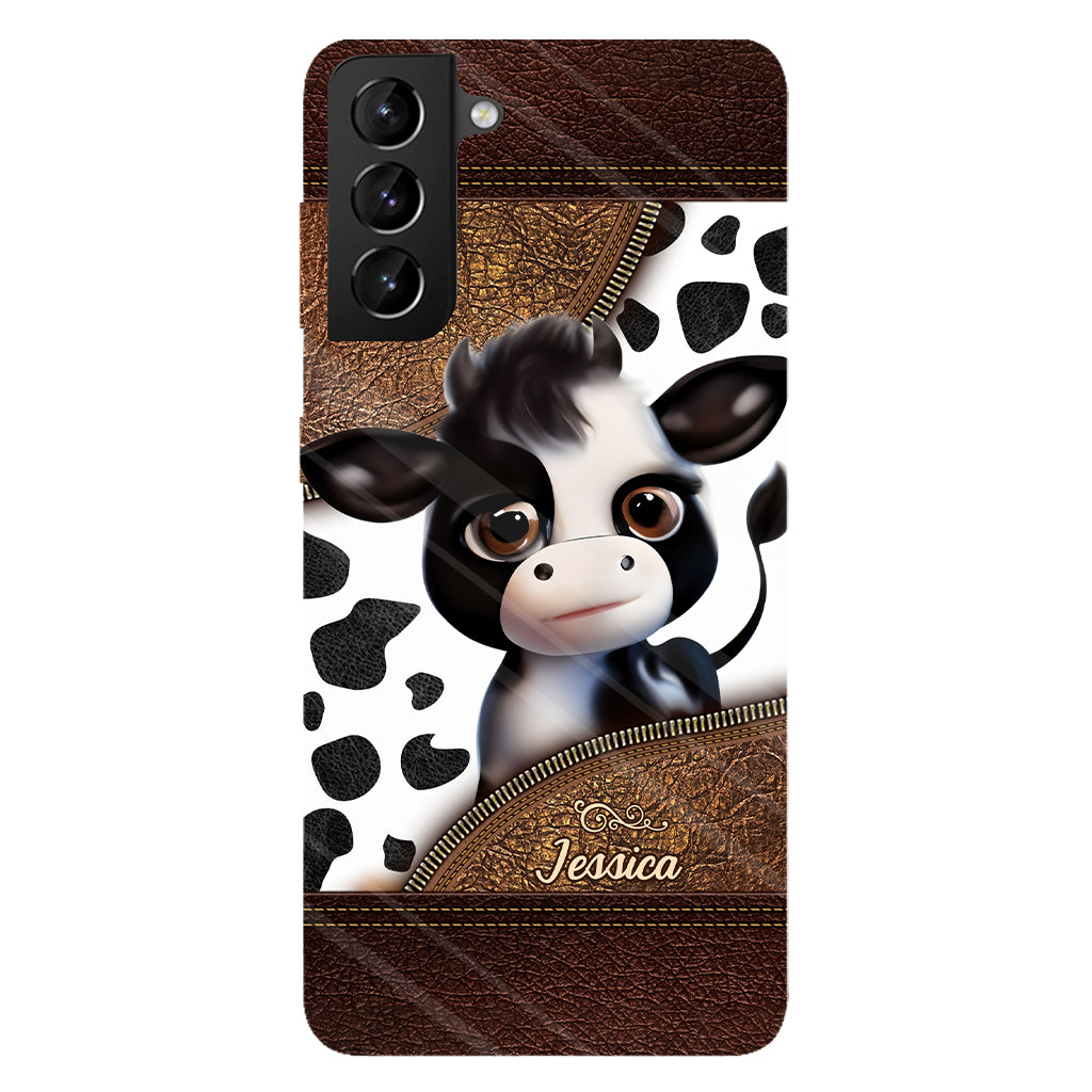 Moody Baby Cow - Personalized Cow Full Print Phone Case