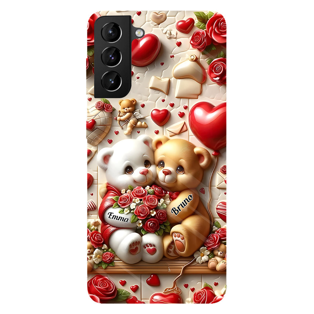 Couple d'ours mignons - Coque de téléphone personnalisée avec impression intégrale pour couple