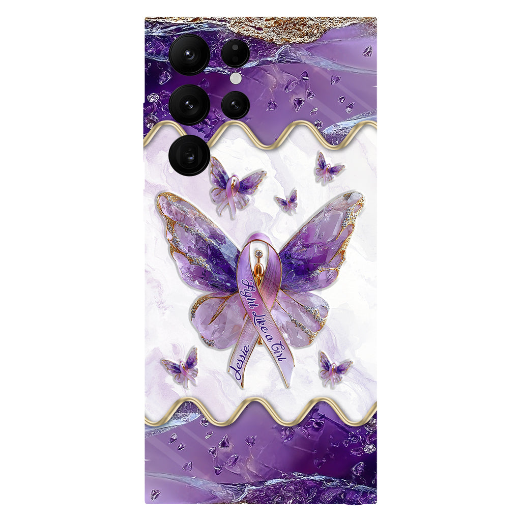 Combattez comme une fille - Coque de téléphone personnalisée avec impression intégrale pour la sensibilisation au lupus