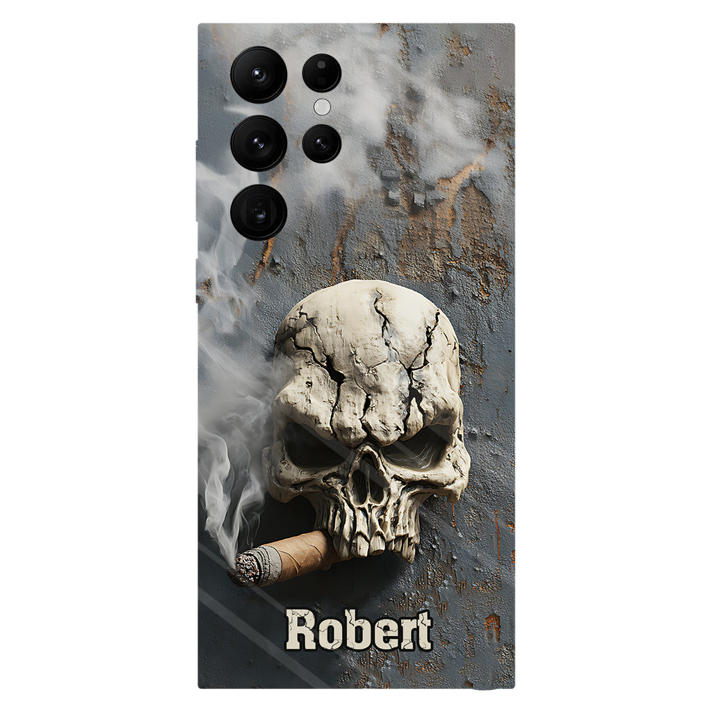 Coque de téléphone personnalisée Skull Cigar - Motif crâne intégral