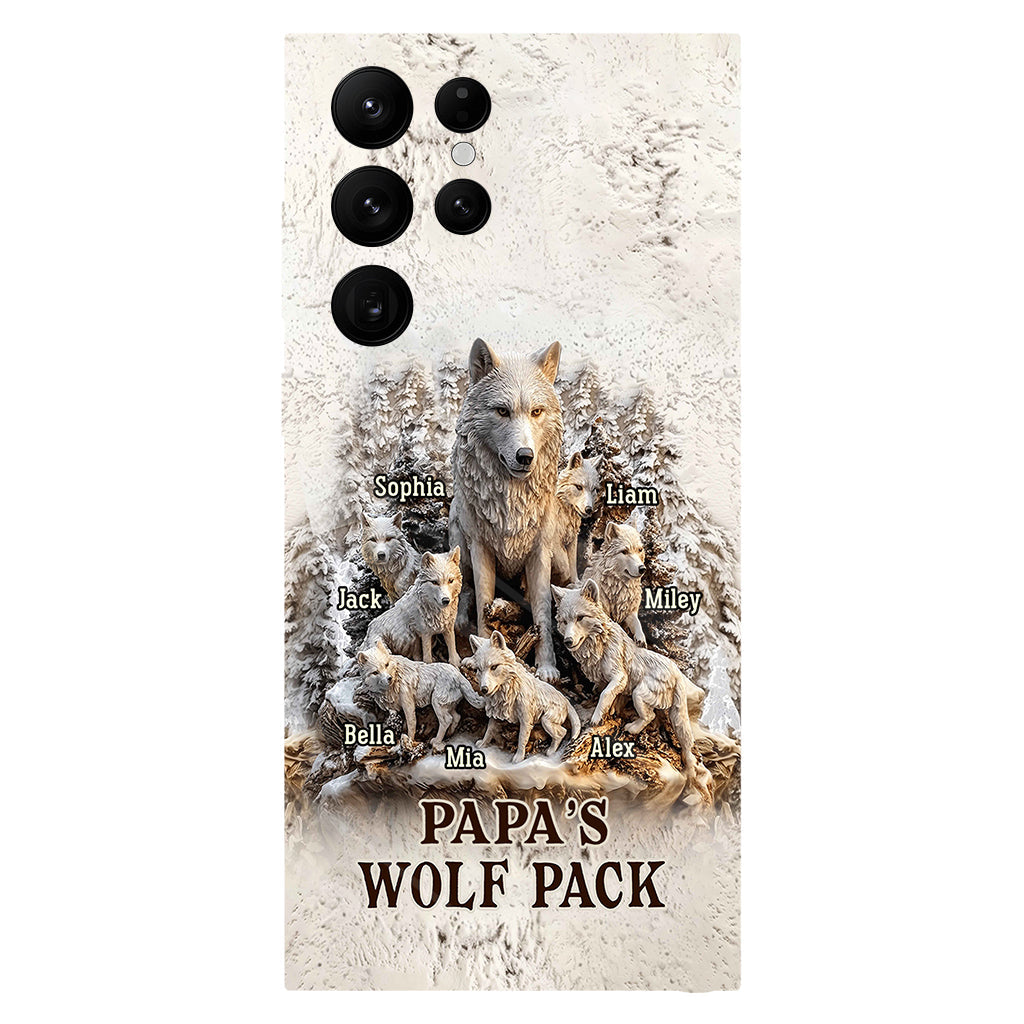 Coque de téléphone personnalisée « La meute de loups de papa » avec impression intégrale
