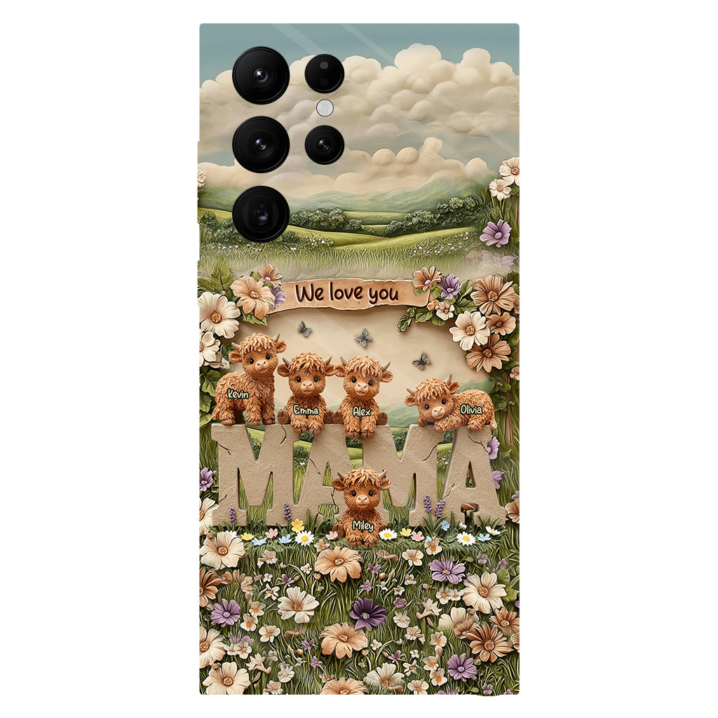 Coque de téléphone personnalisée avec motif vache des Highlands mignonne, maman et grand-mère - Coque de téléphone imprimée intégralement pour maman