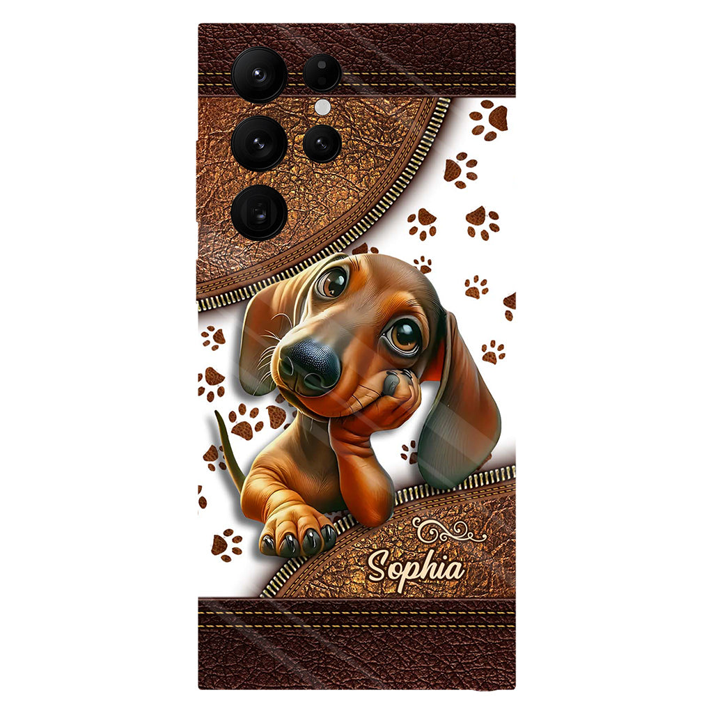 Coque de téléphone personnalisée avec un adorable teckel et un motif intégral de chien