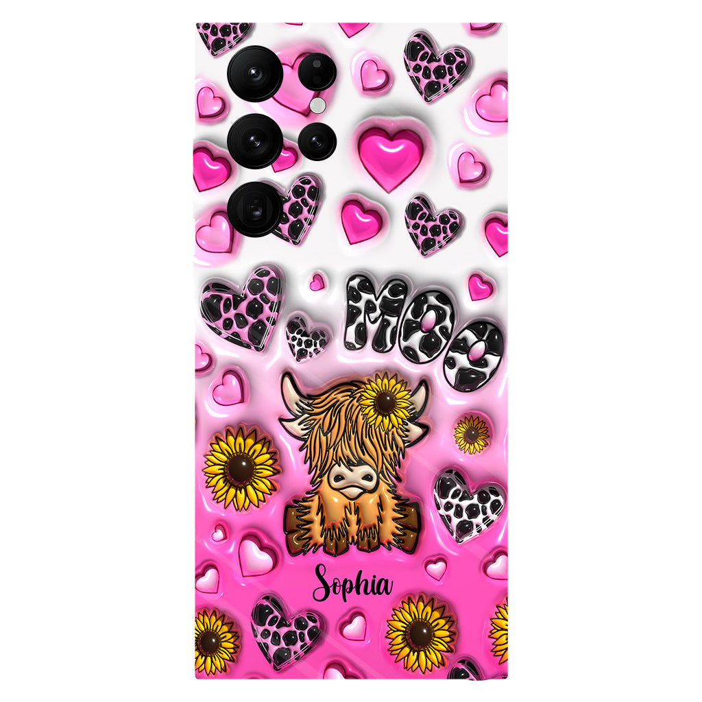 Sunflower Highland Cow - Personalized Full Print Phone Case