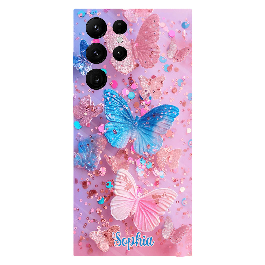 Coque de téléphone personnalisée avec motif papillon scintillant - Papillons scintillants