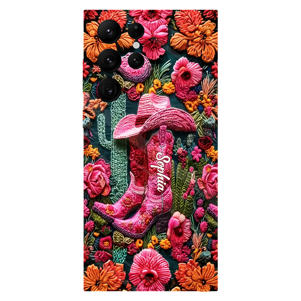 Coque de téléphone personnalisée « Cowgirl rose » avec imprimé intégral