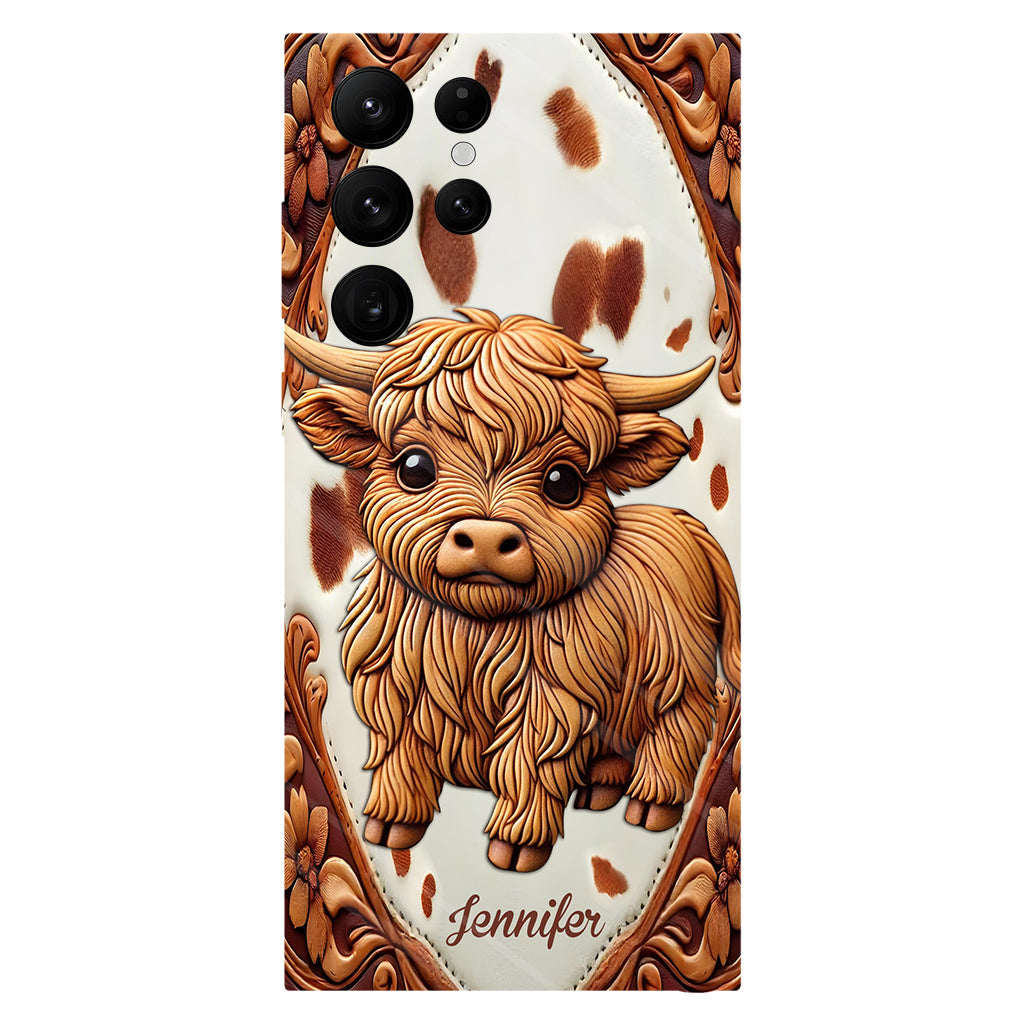 Coque de téléphone personnalisée avec impression intégrale « J’adore les vaches des Highlands »