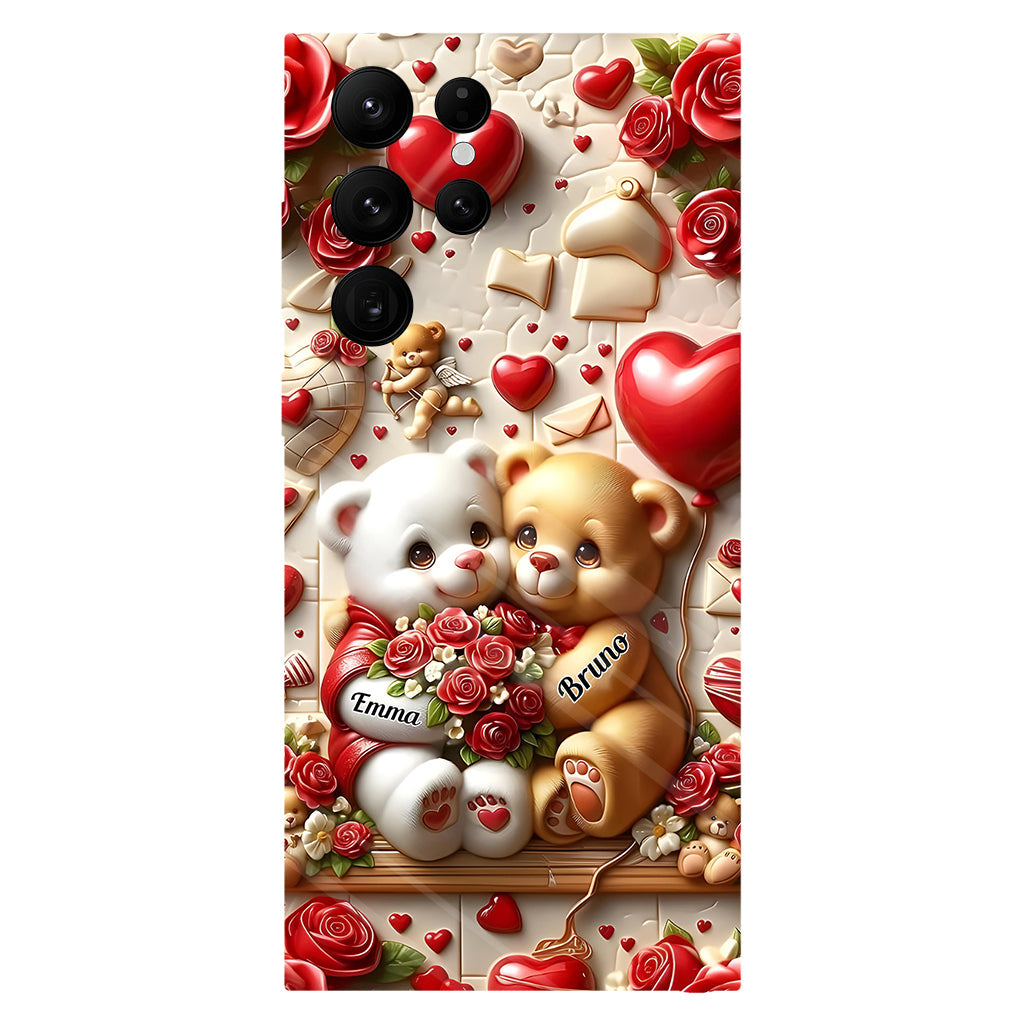 Couple d'ours mignons - Coque de téléphone personnalisée avec impression intégrale pour couple