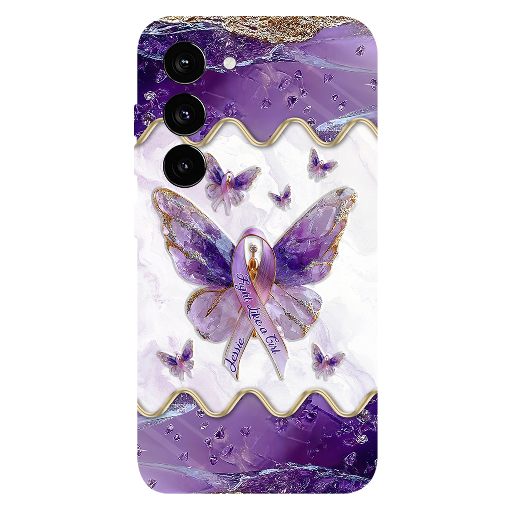 Combattez comme une fille - Coque de téléphone personnalisée avec impression intégrale pour la sensibilisation au lupus