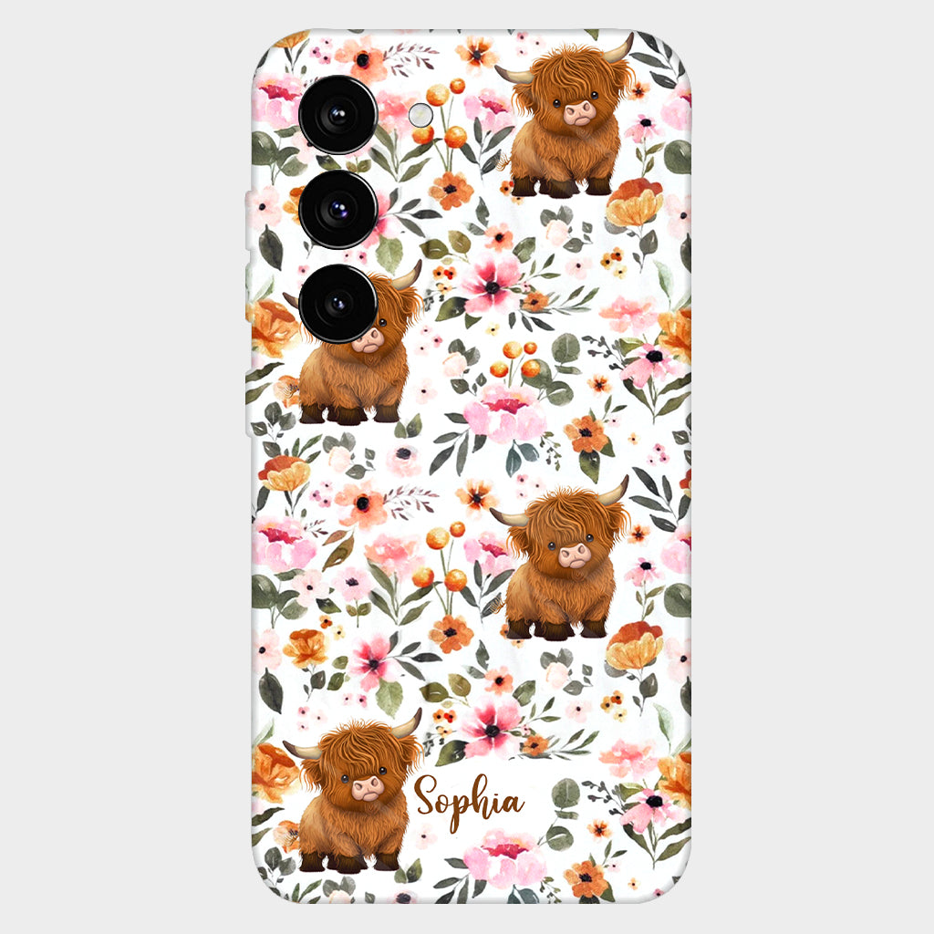 Coque de téléphone personnalisée avec motif vache des Highlands et imprimé intégral