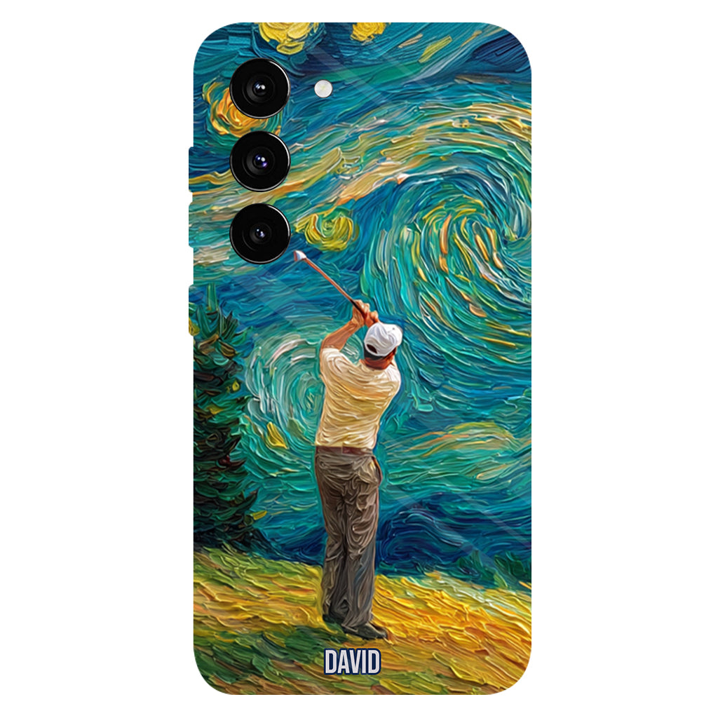 Golfing Under Starry Night - Personalized Golf Full Print Phone Case