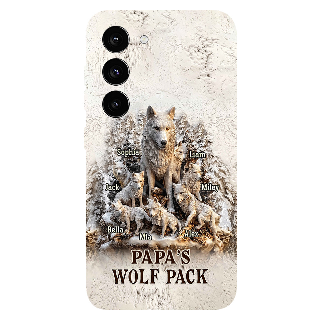 Coque de téléphone personnalisée « La meute de loups de papa » avec impression intégrale