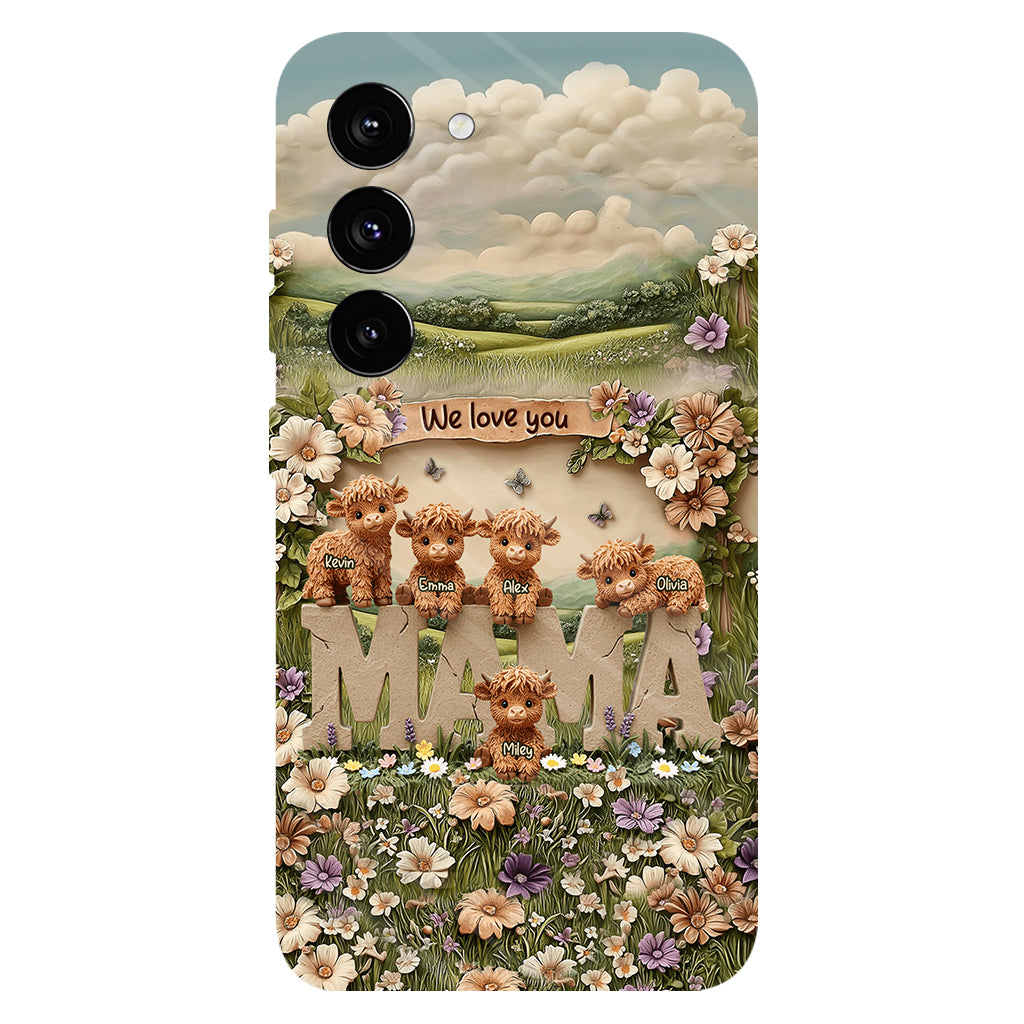 Coque de téléphone personnalisée avec motif vache des Highlands mignonne, maman et grand-mère - Coque de téléphone imprimée intégralement pour maman