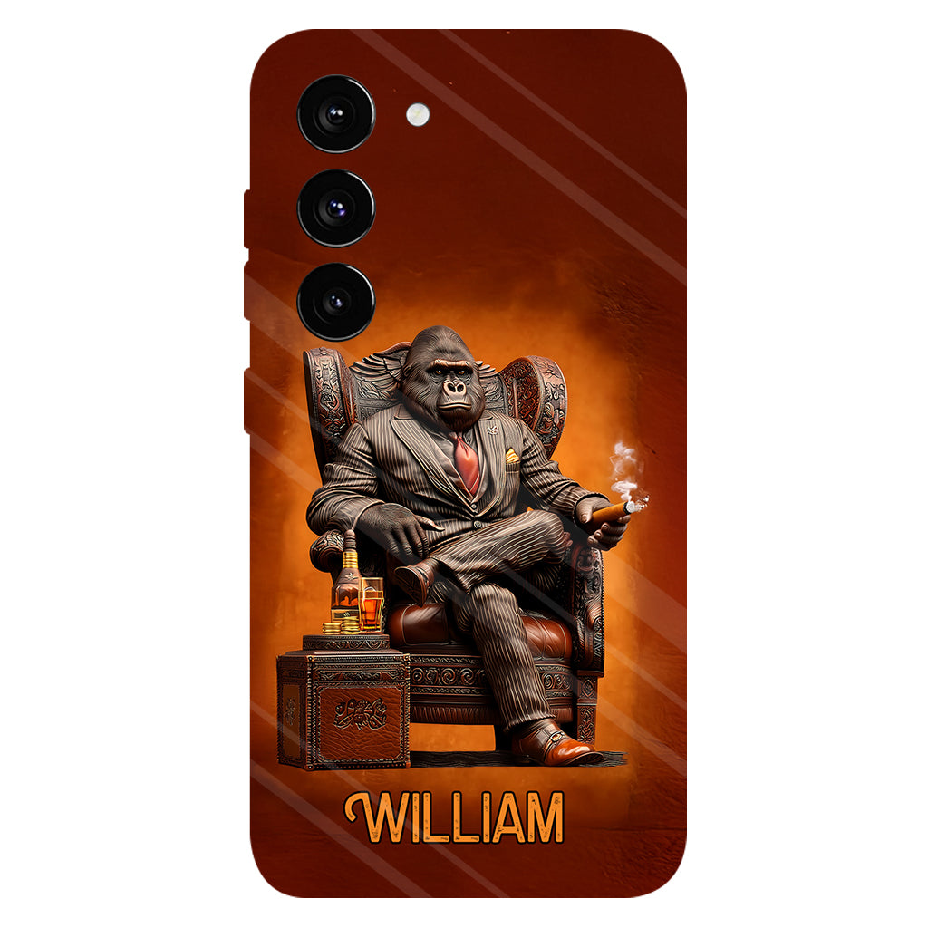 Whiskey & Cigar Gorilla - Personalized Whisky Full Print Phone Case