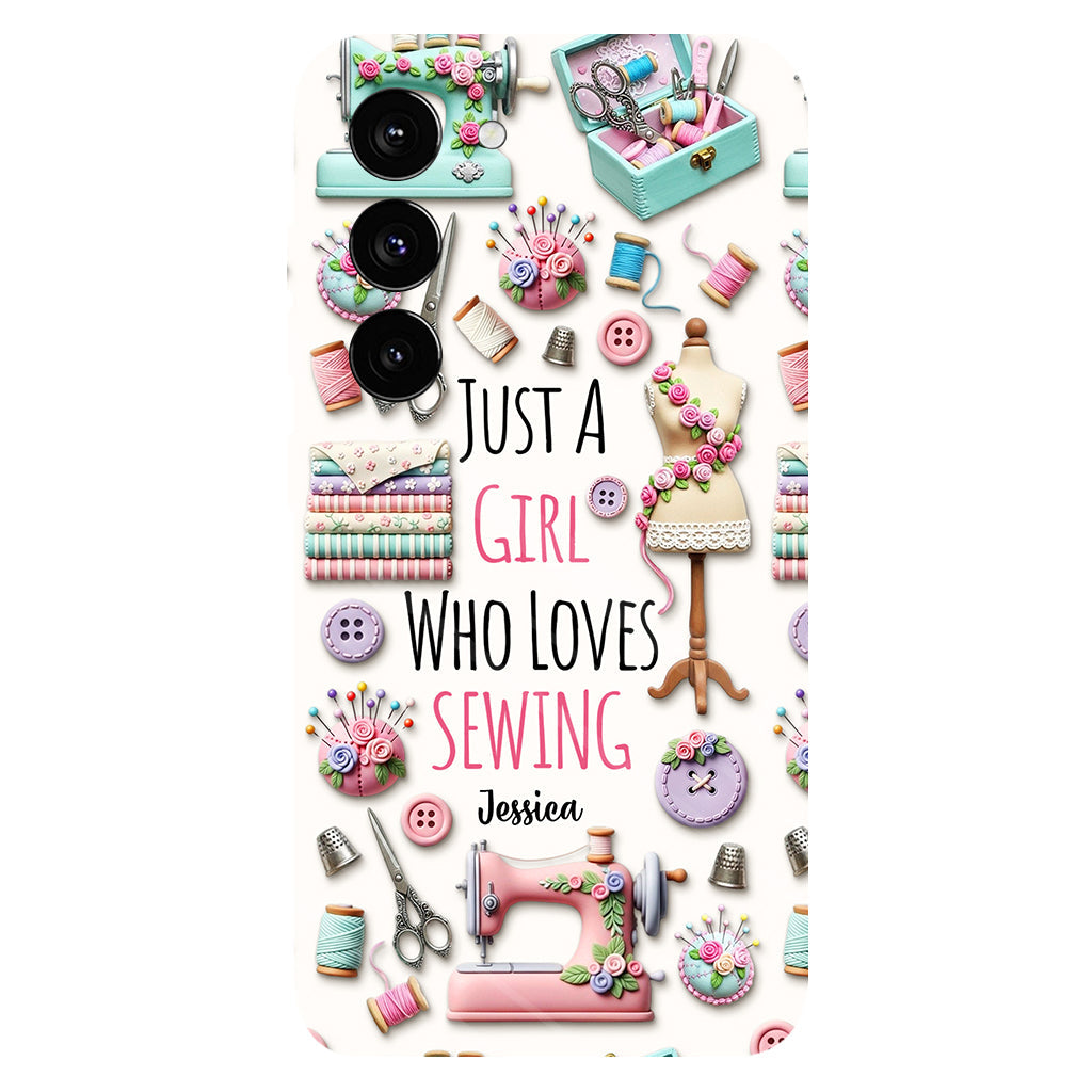 Coque de téléphone personnalisée « Juste une fille qui aime coudre » avec impression intégrale