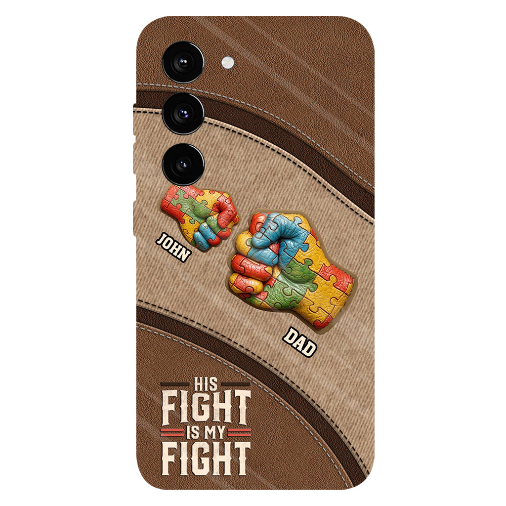 Son combat est mon combat - Coque de téléphone personnalisée avec impression intégrale pour la sensibilisation à l'autisme