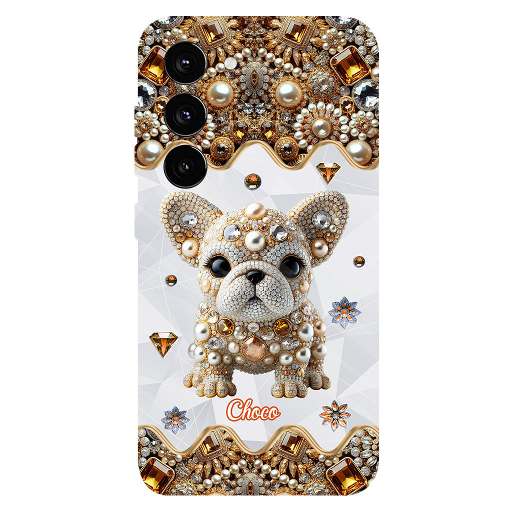 Coque de téléphone personnalisée avec motif intégral de bouledogue français « J’adore »