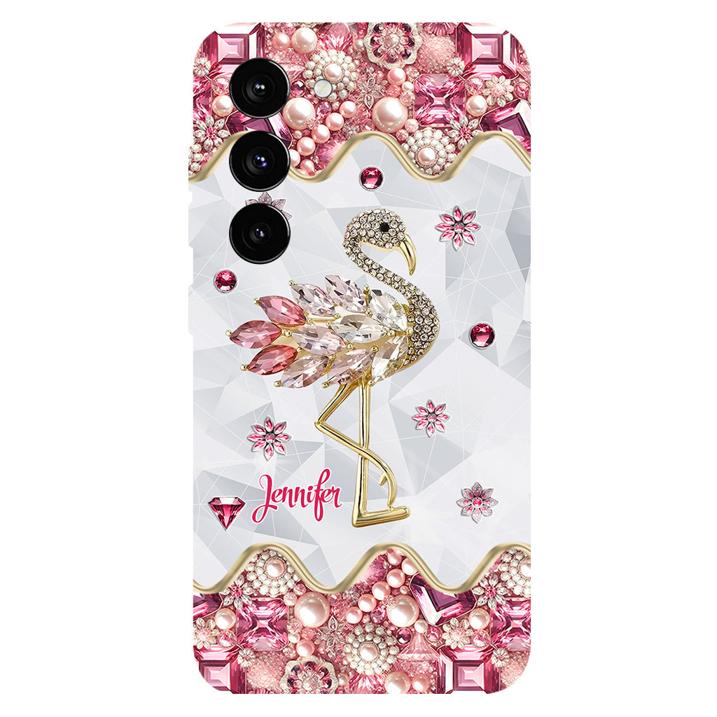 Juste une fille qui aime les flamants roses - Coque de téléphone personnalisée avec impression intégrale de flamants roses
