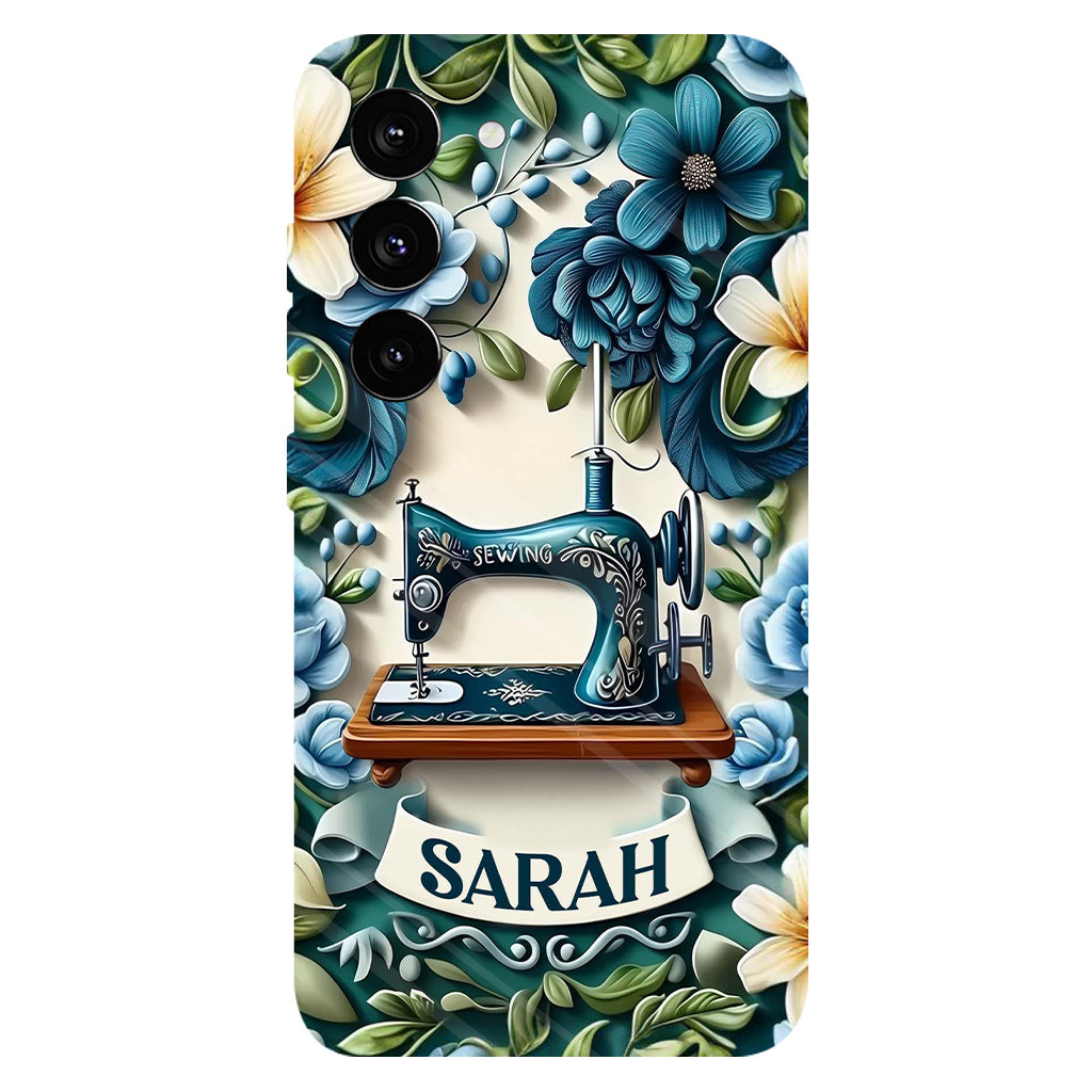 Blue Sewing Machine - Personalized Sewing Full Print Phone Case