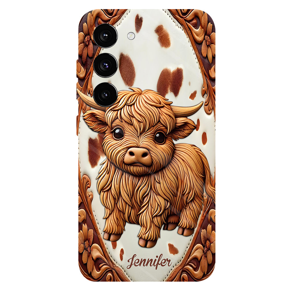 Coque de téléphone personnalisée avec impression intégrale « J’adore les vaches des Highlands »