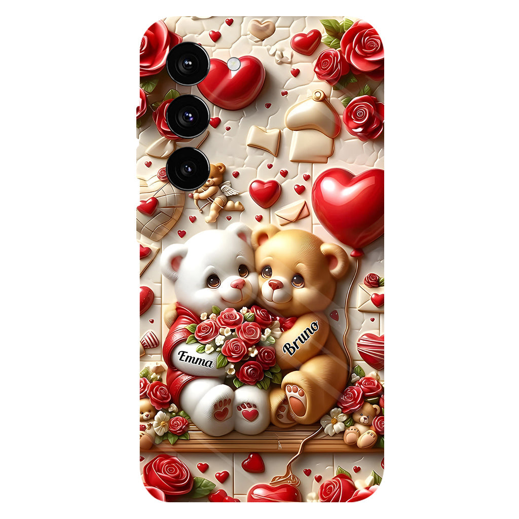 Couple d'ours mignons - Coque de téléphone personnalisée avec impression intégrale pour couple