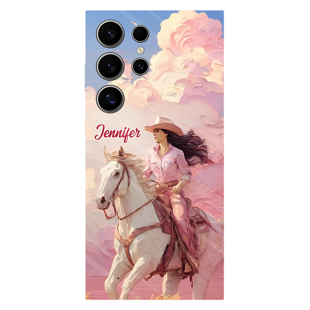 Coque de téléphone personnalisée avec imprimé intégral « Cowgirl rose »