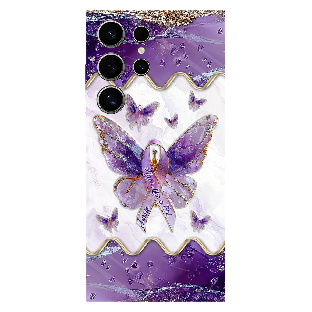 Combattez comme une fille - Coque de téléphone personnalisée avec impression intégrale pour la sensibilisation au lupus