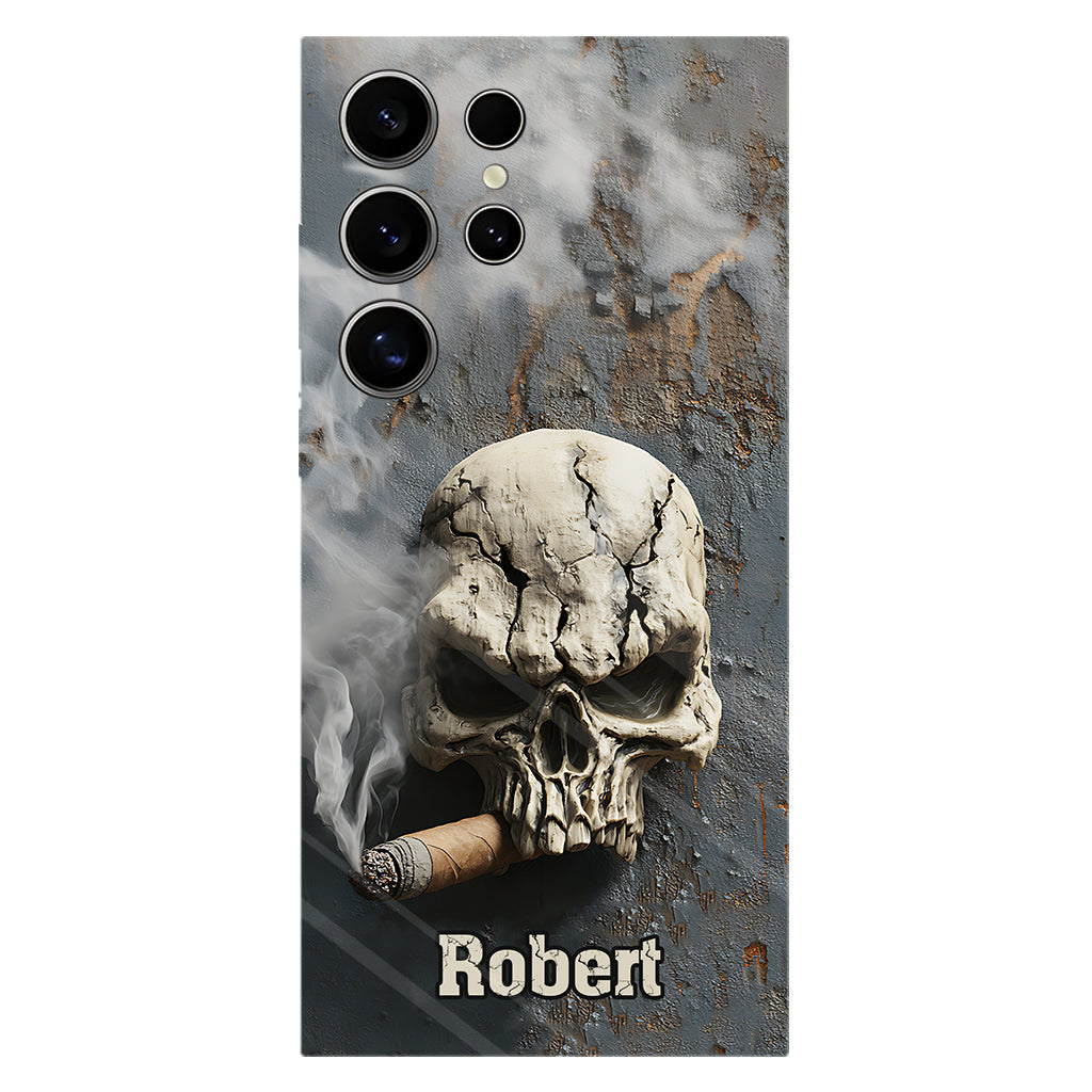 Coque de téléphone personnalisée Skull Cigar - Motif crâne intégral