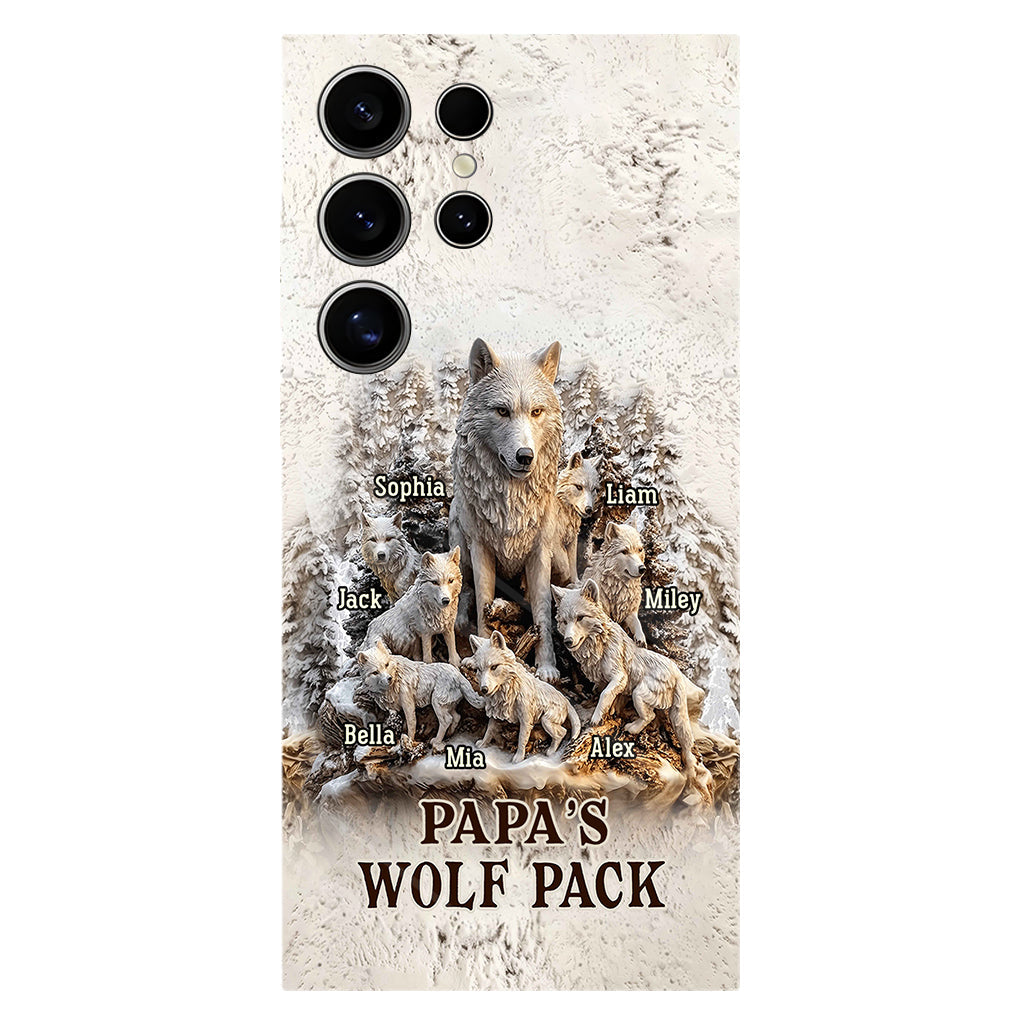 Coque de téléphone personnalisée « La meute de loups de papa » avec impression intégrale