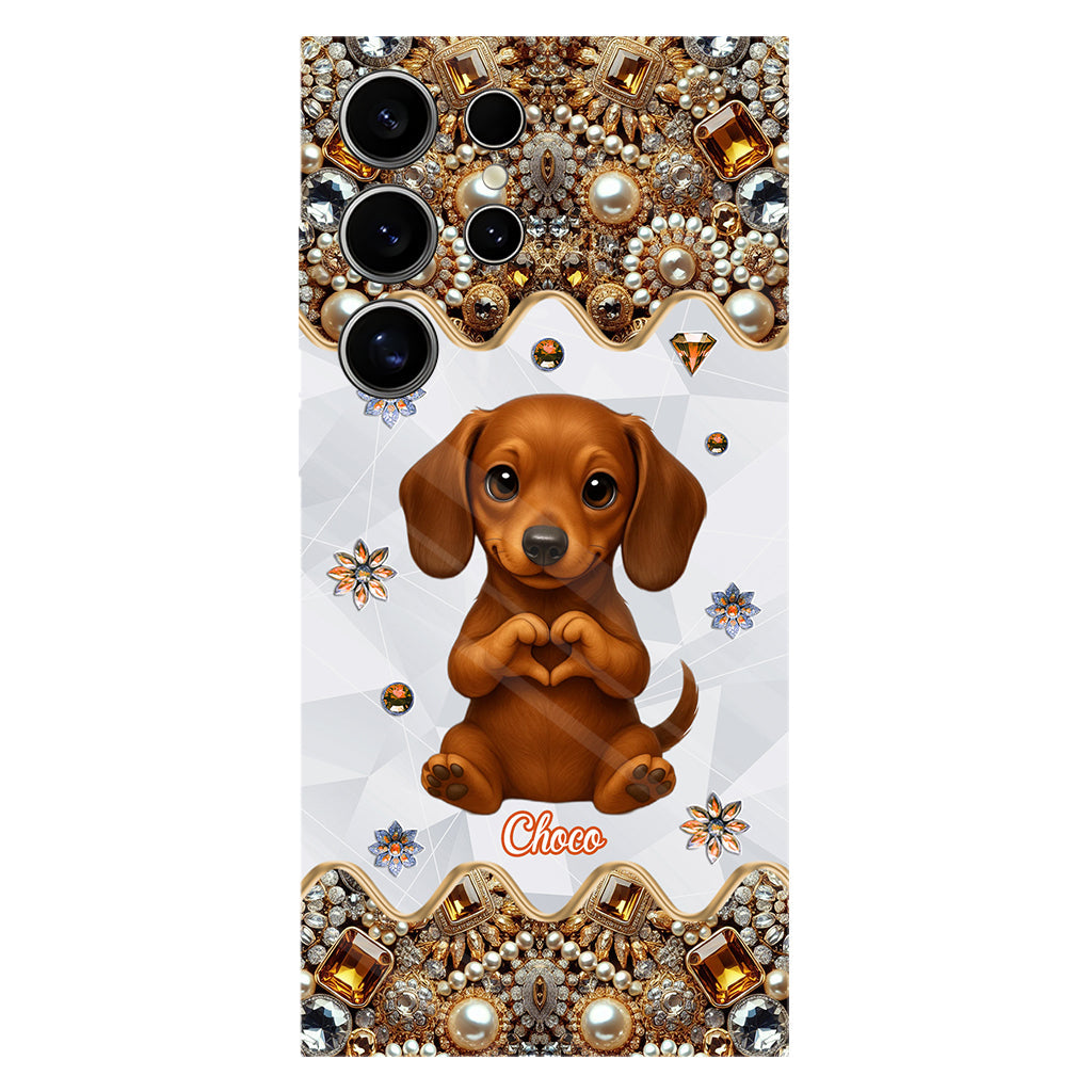 Coque de téléphone personnalisée avec motif de chiot/chat faisant des cœurs avec ses mains