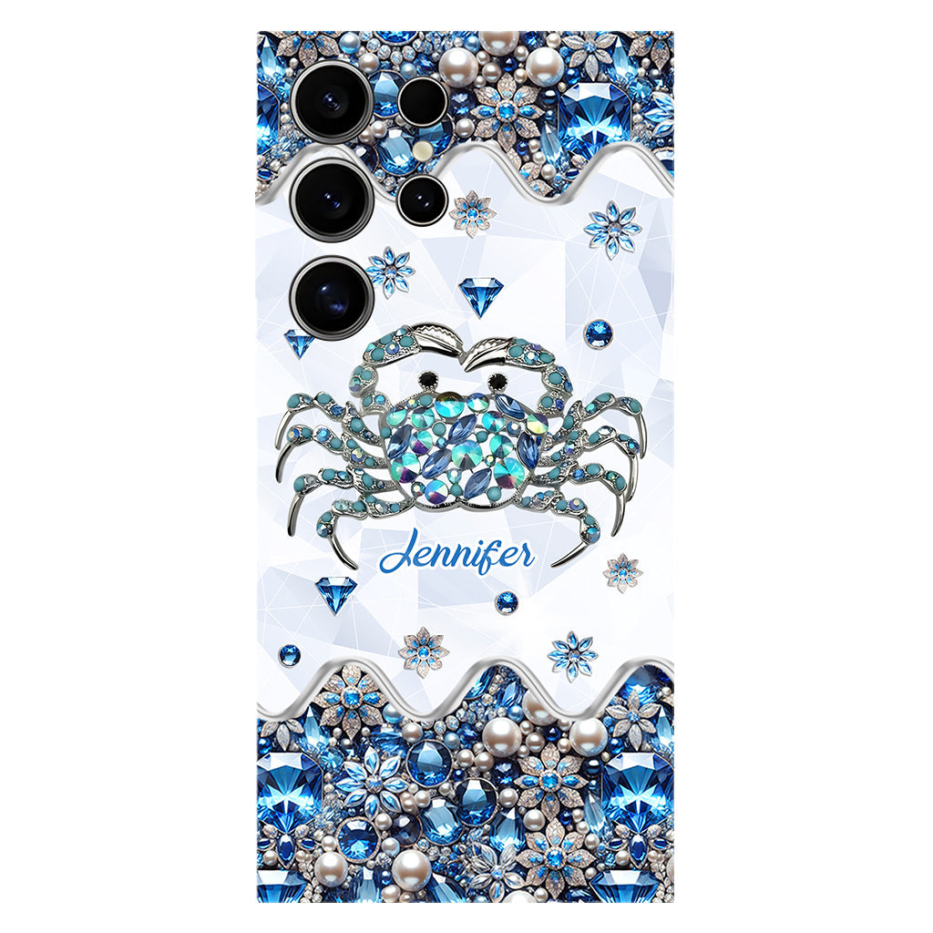 Élégante coque de téléphone personnalisée « Crabe bleu élégant » pour amoureux de la mer