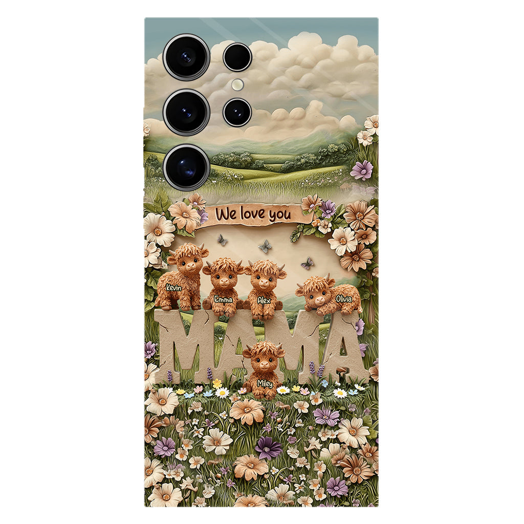 Coque de téléphone personnalisée avec motif vache des Highlands mignonne, maman et grand-mère - Coque de téléphone imprimée intégralement pour maman