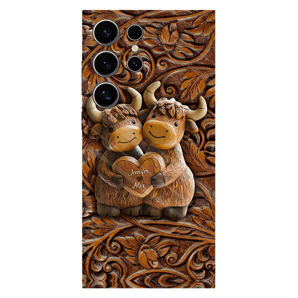 Couple de vaches des Highlands mignon - Coque de téléphone personnalisée avec imprimé intégral de vaches des Highlands