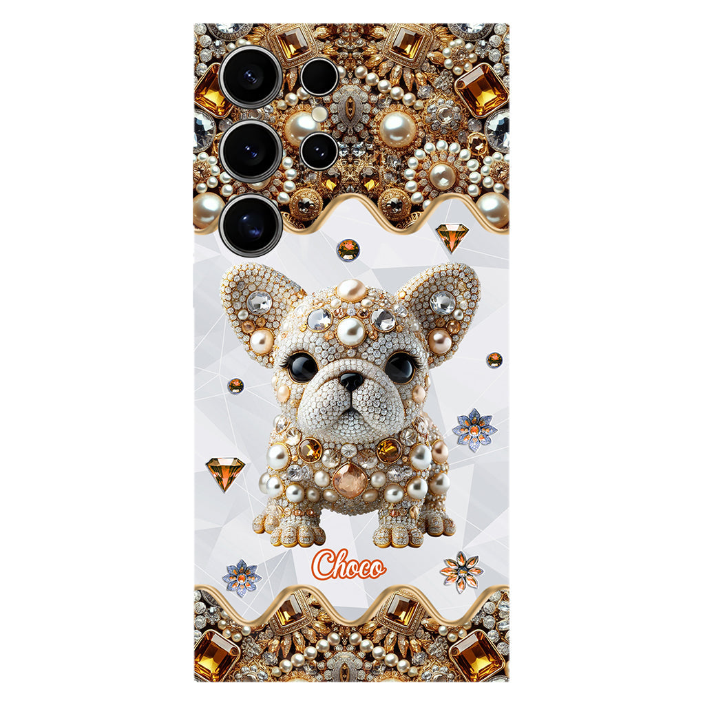 Coque de téléphone personnalisée avec motif intégral de bouledogue français « J’adore »