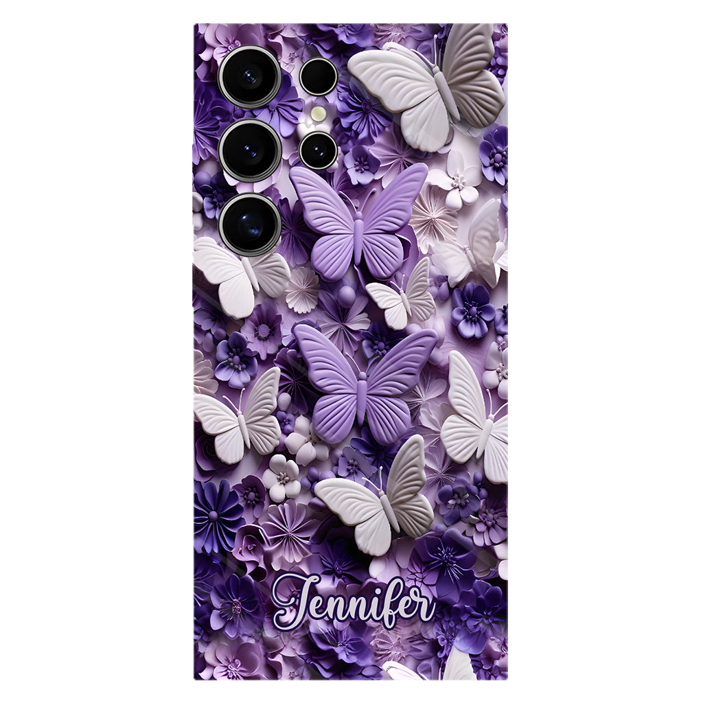 Purple Butterflies - Personalized Butterfly Full Print Phone Case