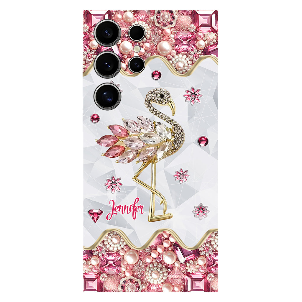 Juste une fille qui aime les flamants roses - Coque de téléphone personnalisée avec impression intégrale de flamants roses