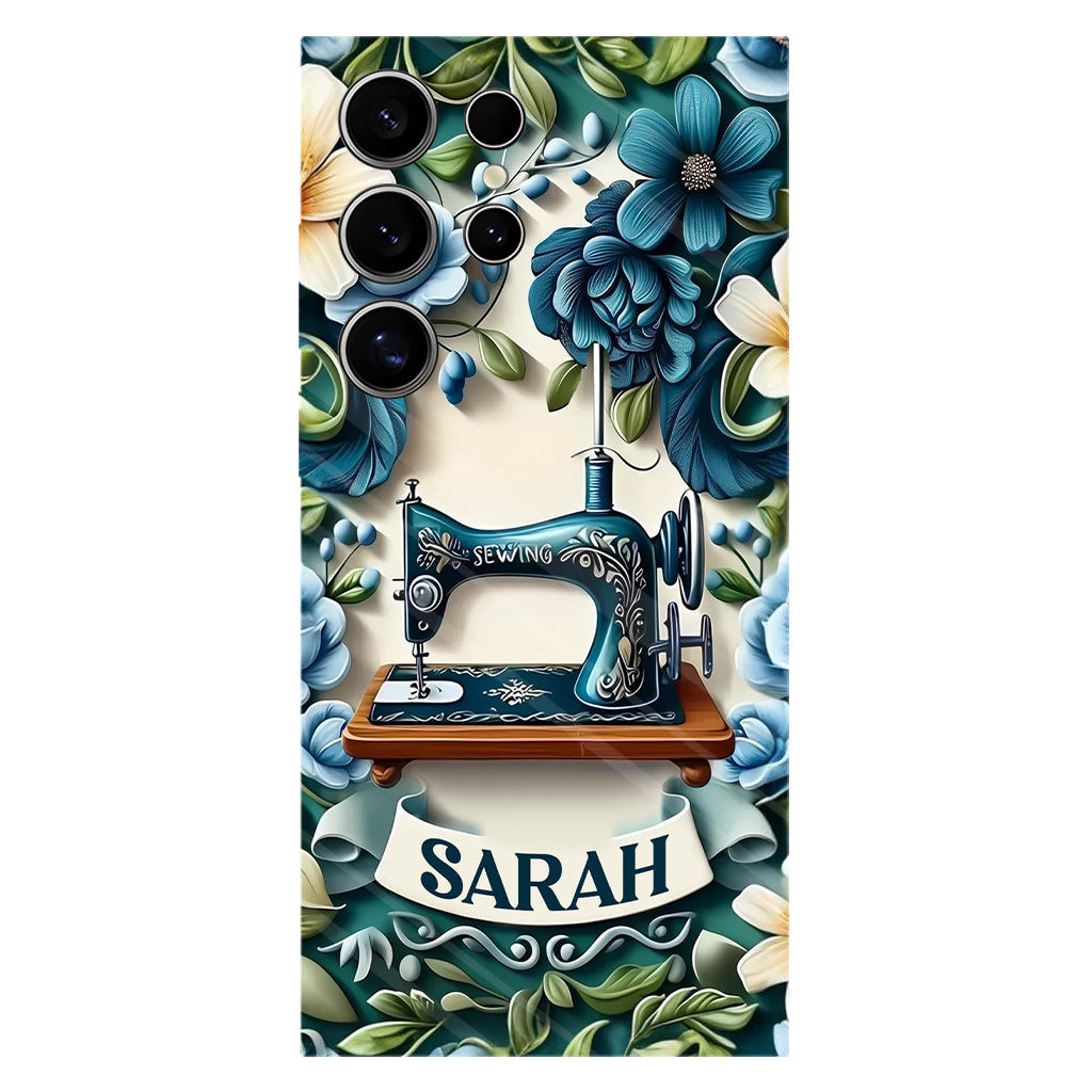 Blue Sewing Machine - Personalized Sewing Full Print Phone Case