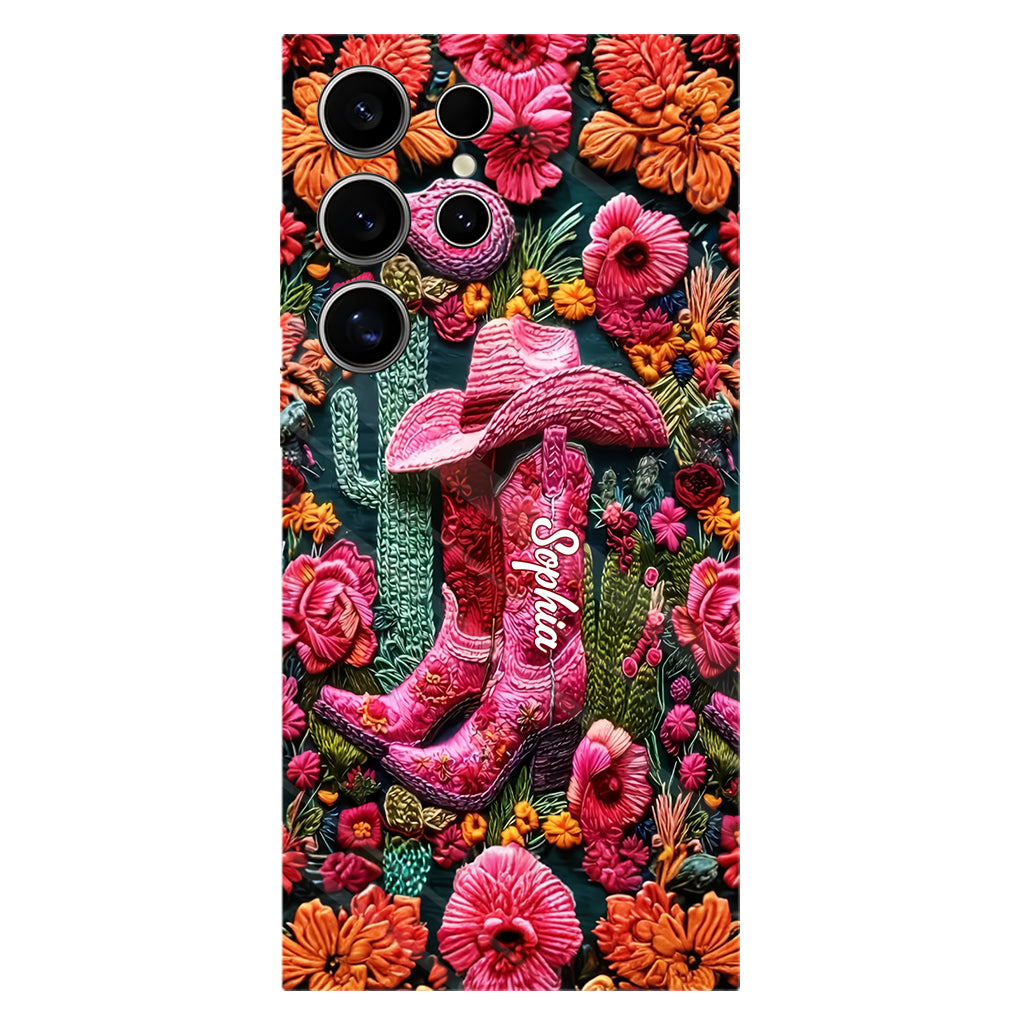 Coque de téléphone personnalisée « Cowgirl rose » avec imprimé intégral