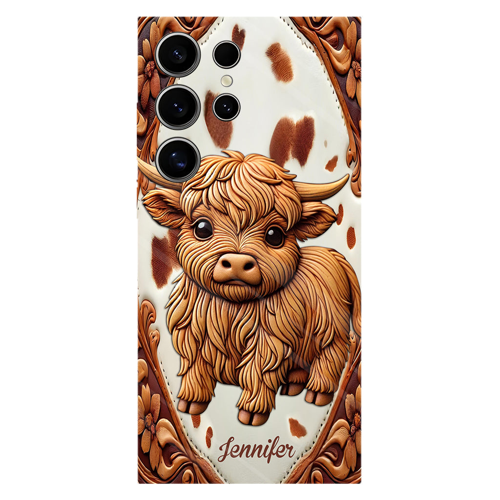 Coque de téléphone personnalisée avec impression intégrale « J’adore les vaches des Highlands »