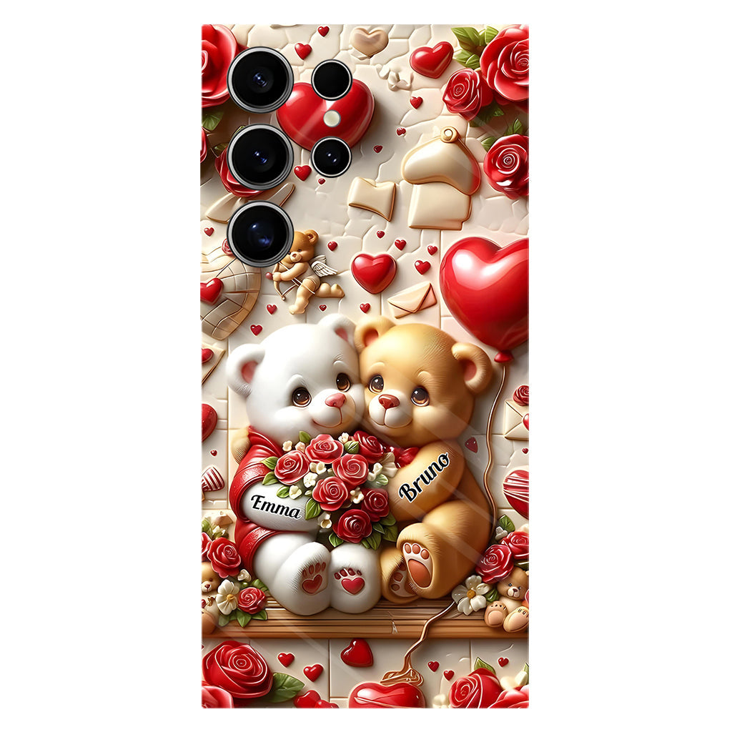 Couple d'ours mignons - Coque de téléphone personnalisée avec impression intégrale pour couple