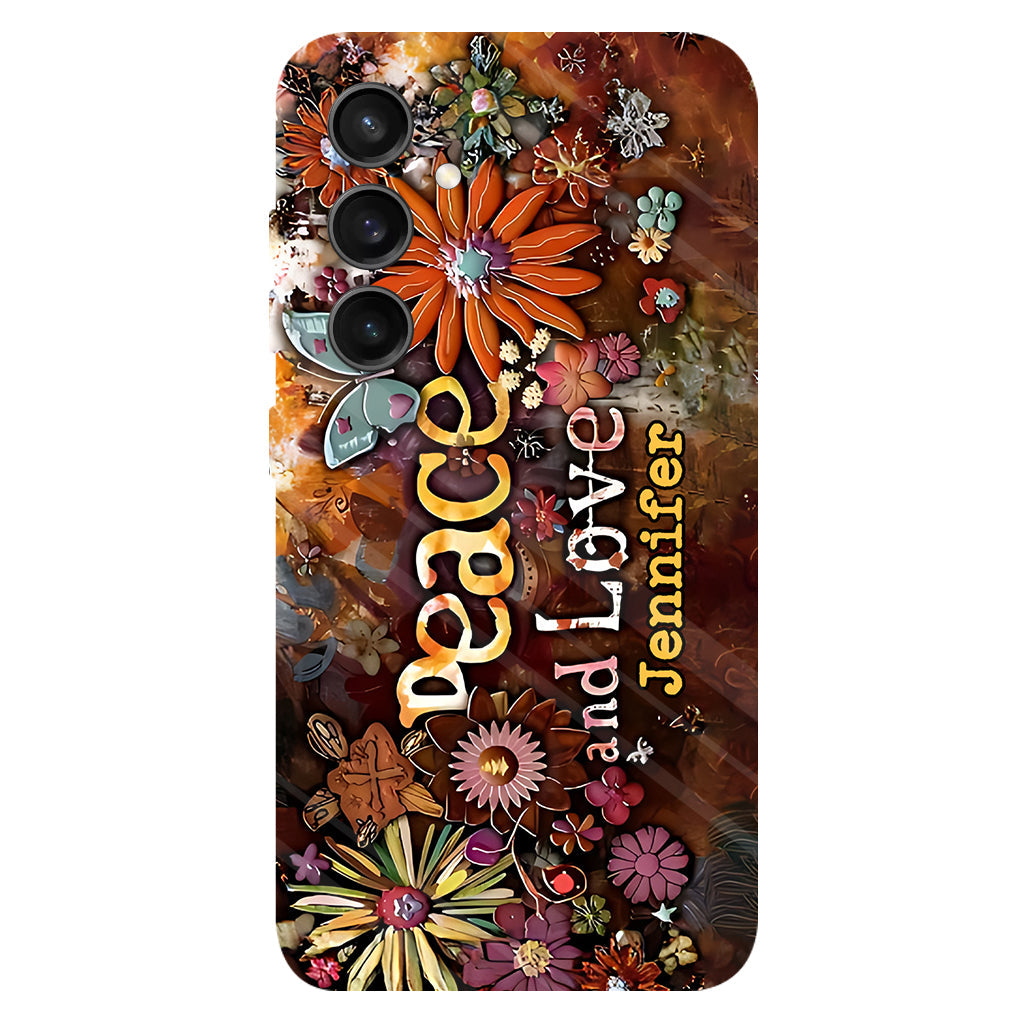 Peace And Love - Personalized Hippie Full Print Phone Case