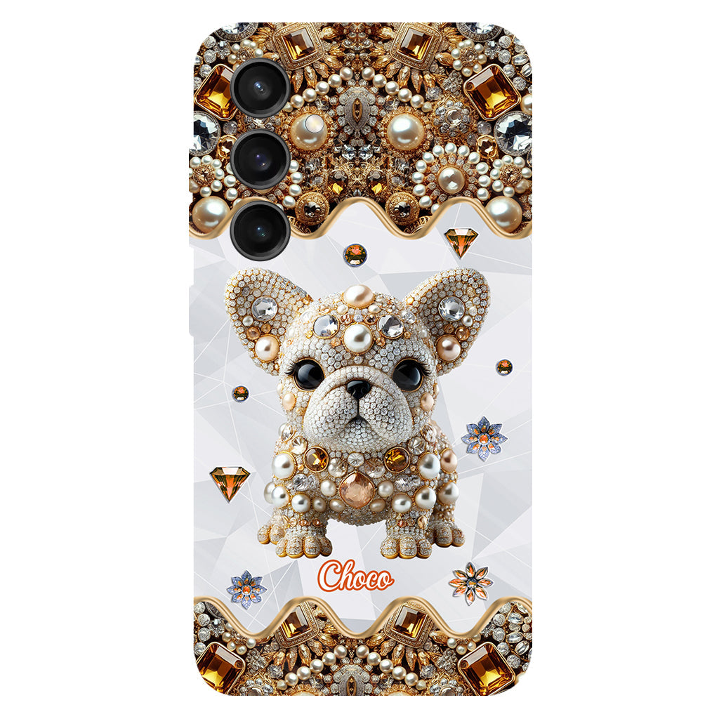 Coque de téléphone personnalisée avec motif intégral de bouledogue français « J’adore »