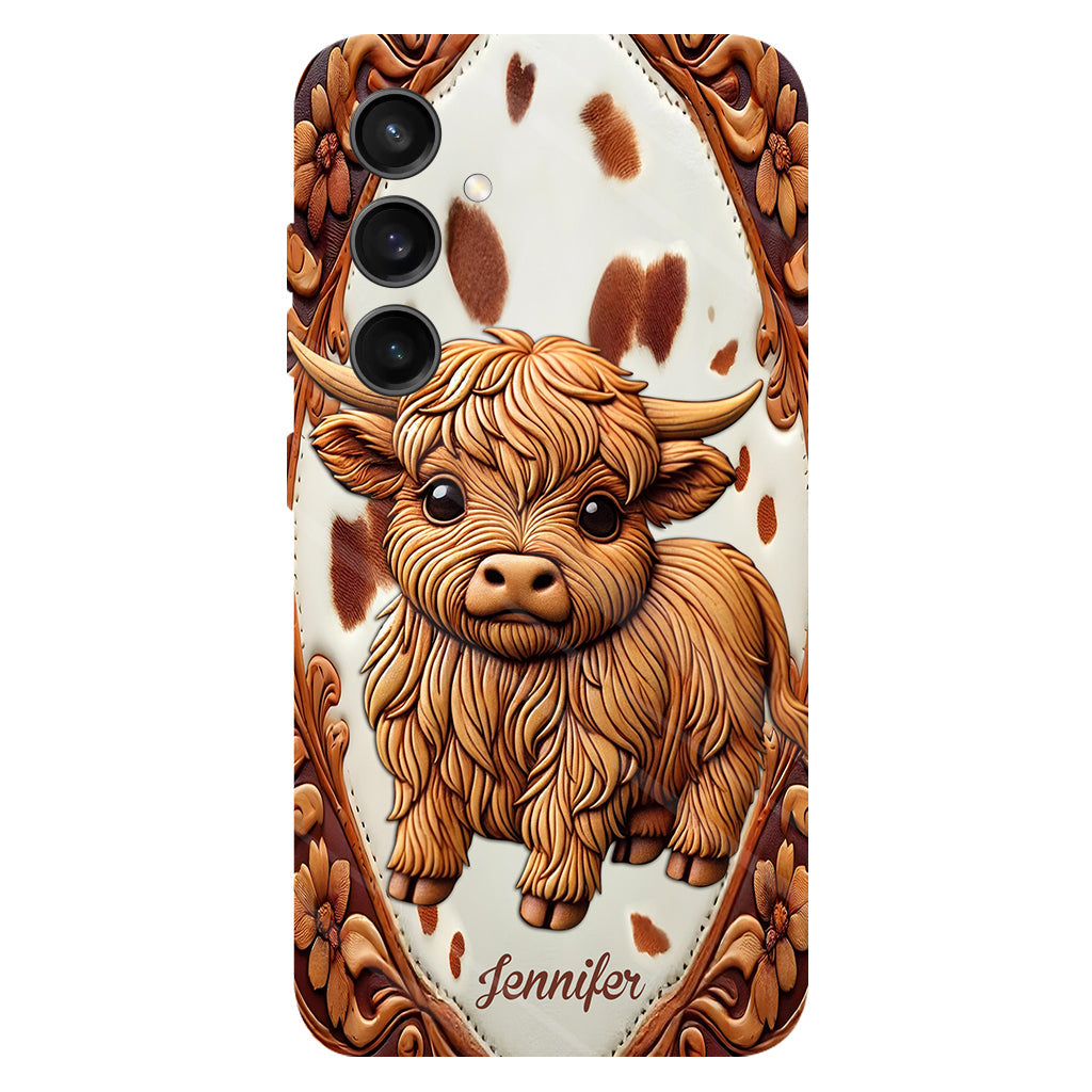 Coque de téléphone personnalisée avec impression intégrale « J’adore les vaches des Highlands »