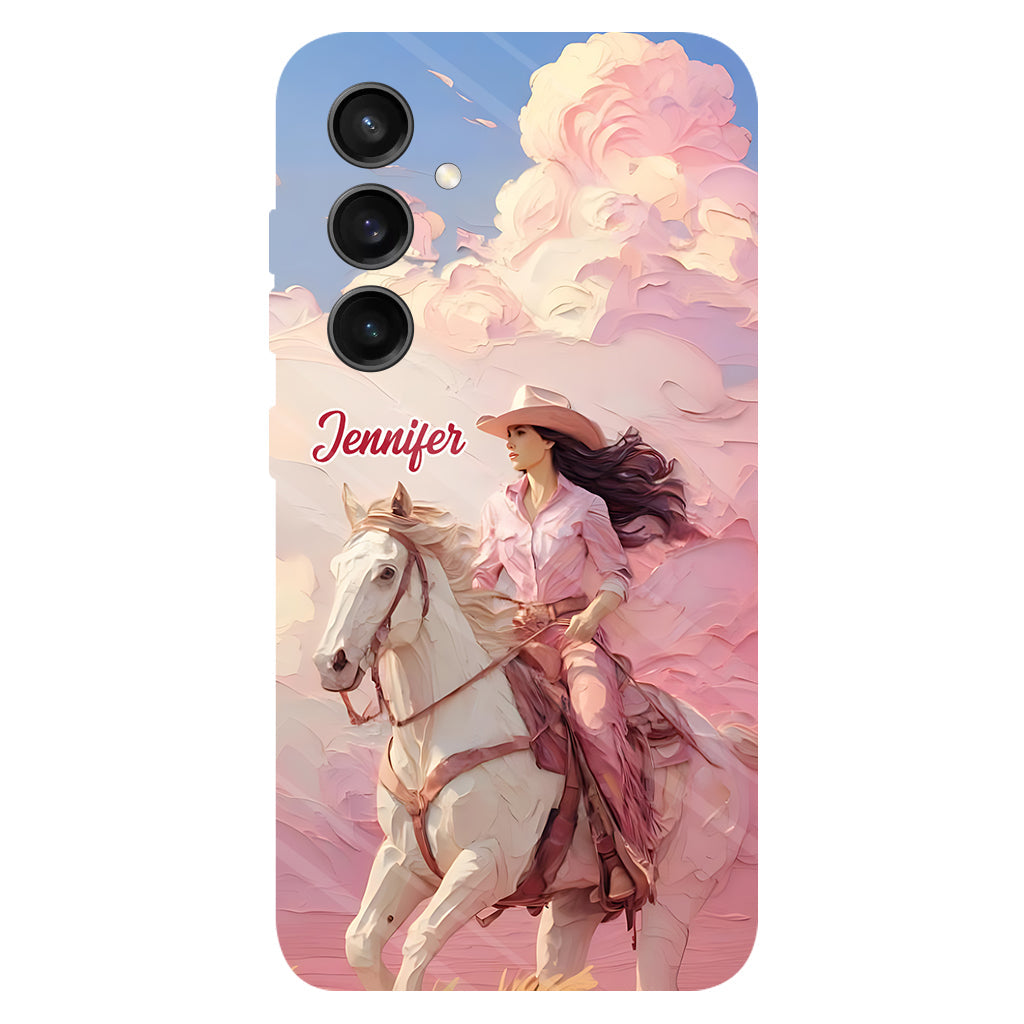 Coque de téléphone personnalisée avec imprimé intégral « Cowgirl rose »