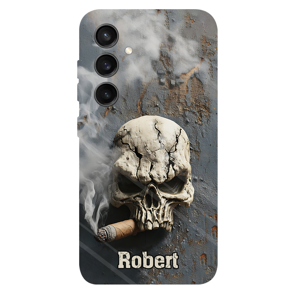 Coque de téléphone personnalisée Skull Cigar - Motif crâne intégral