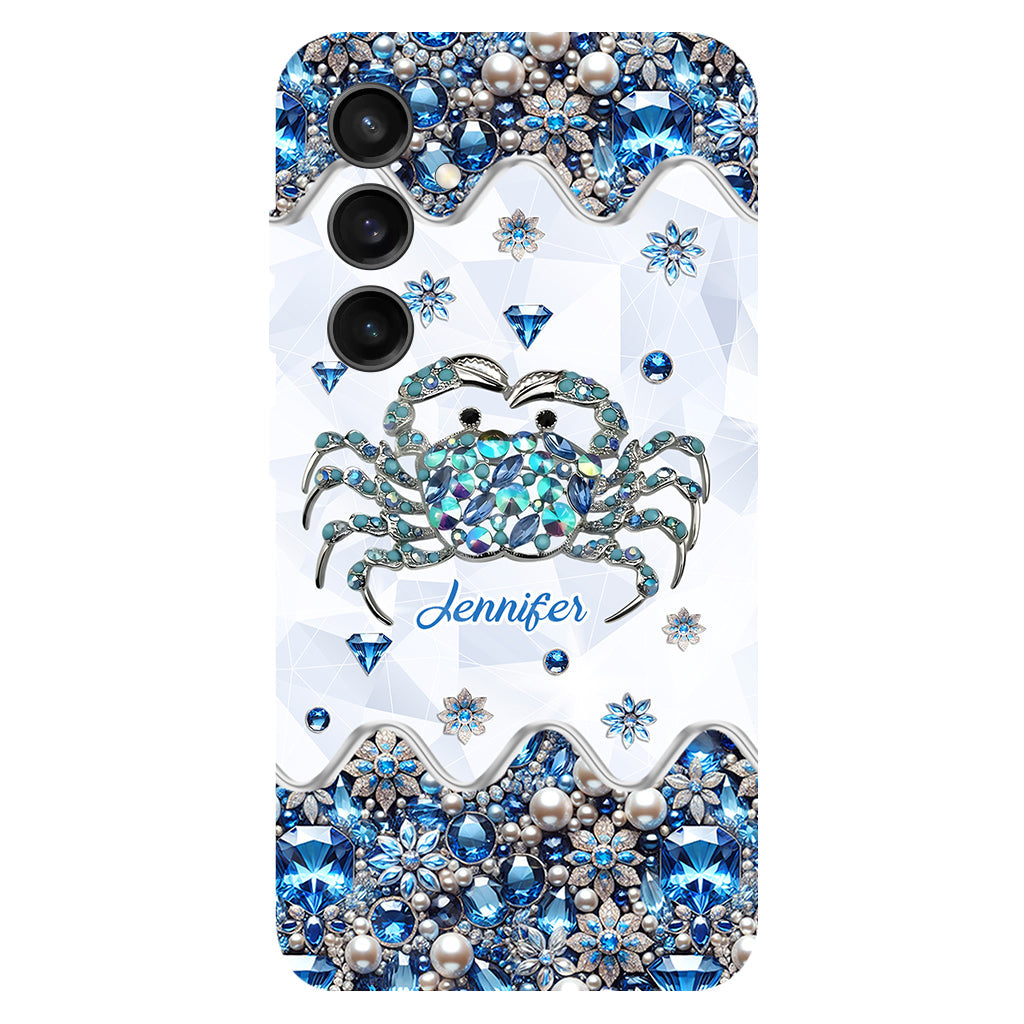 Élégante coque de téléphone personnalisée « Crabe bleu élégant » pour amoureux de la mer