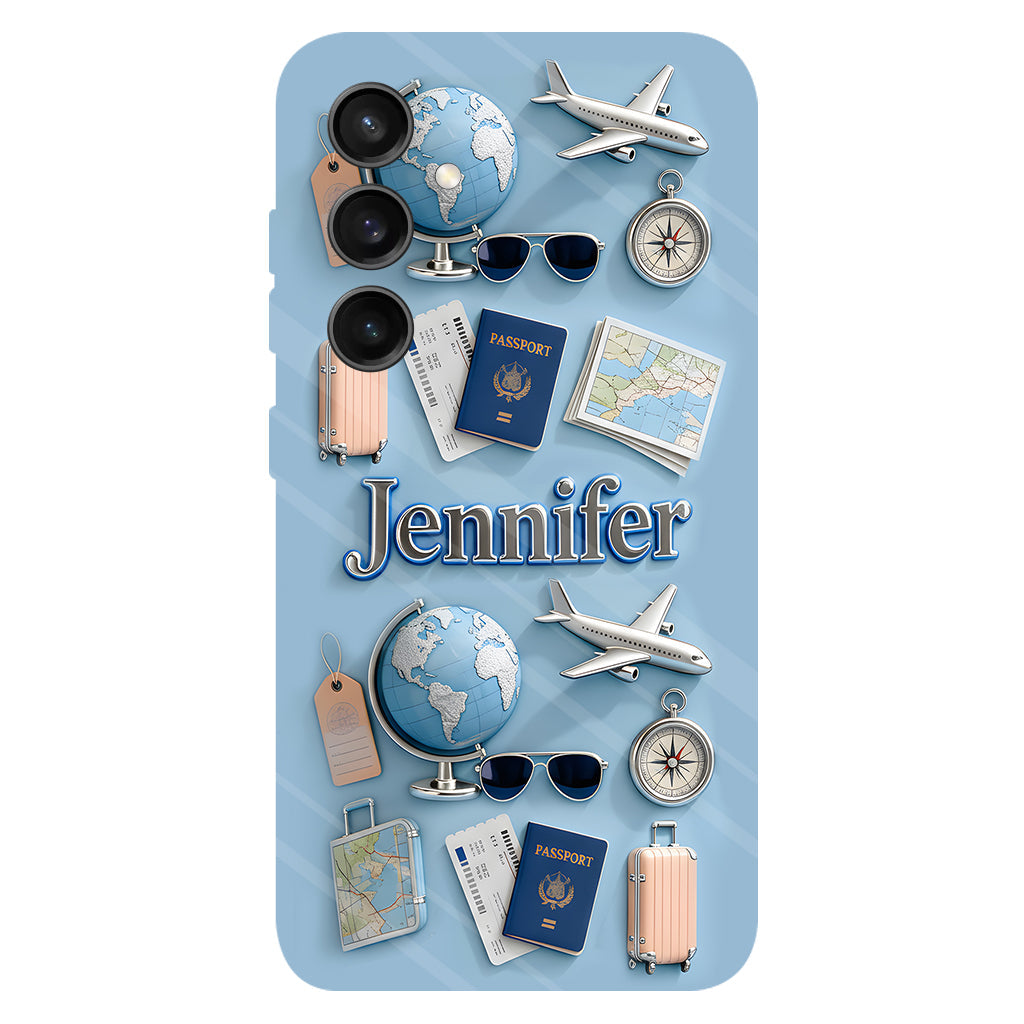 Une fille qui adore voyager - Coque de téléphone personnalisée avec impression intégrale sur le thème du voyage
