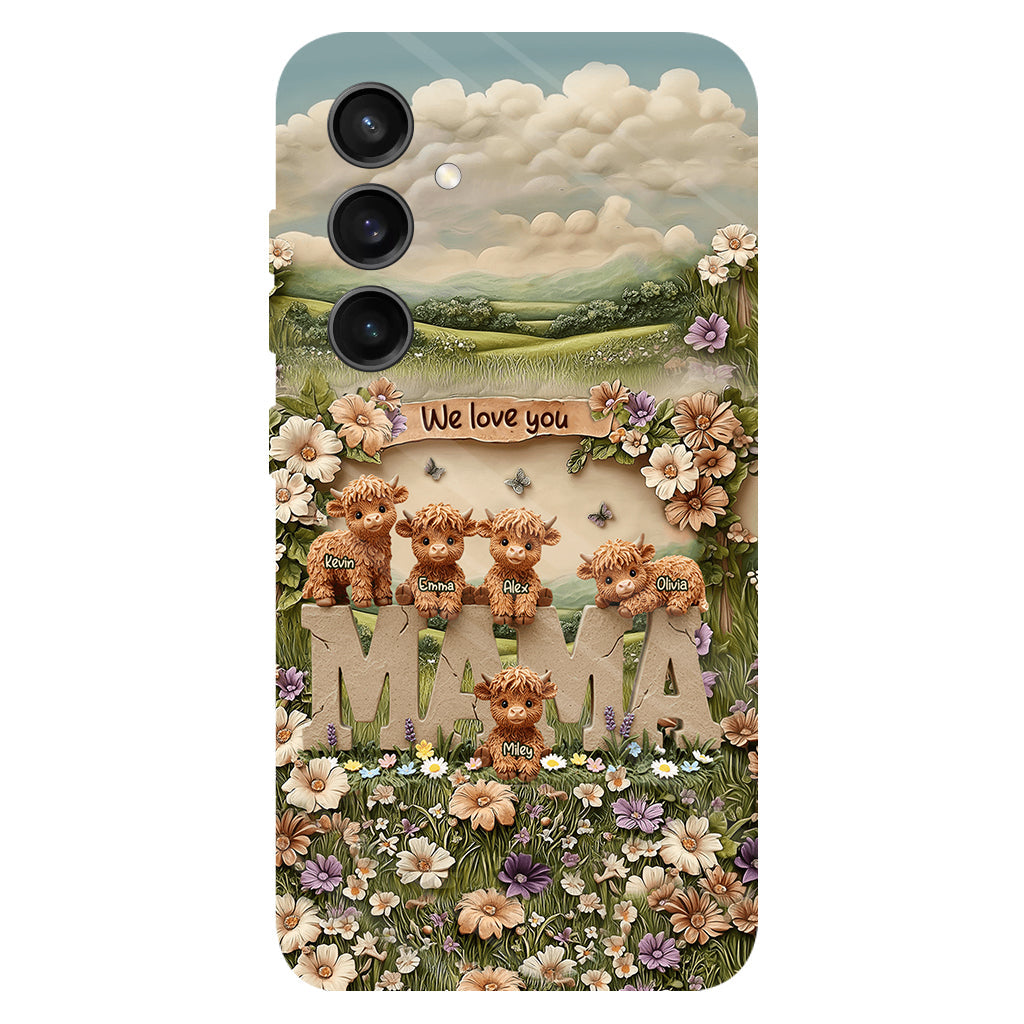 Coque de téléphone personnalisée avec motif vache des Highlands mignonne, maman et grand-mère - Coque de téléphone imprimée intégralement pour maman