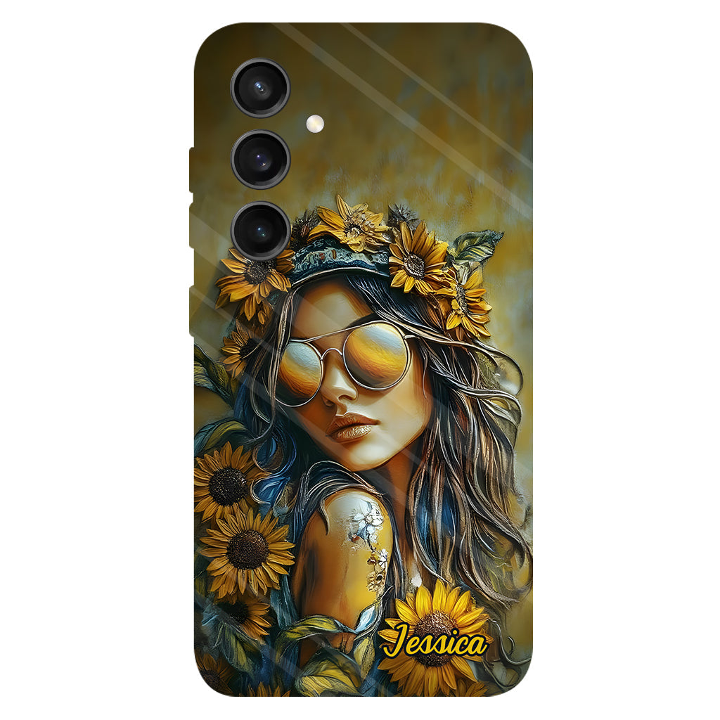 Coque de téléphone personnalisée Hippie Soul Sunflower Girl - Motif hippie intégral