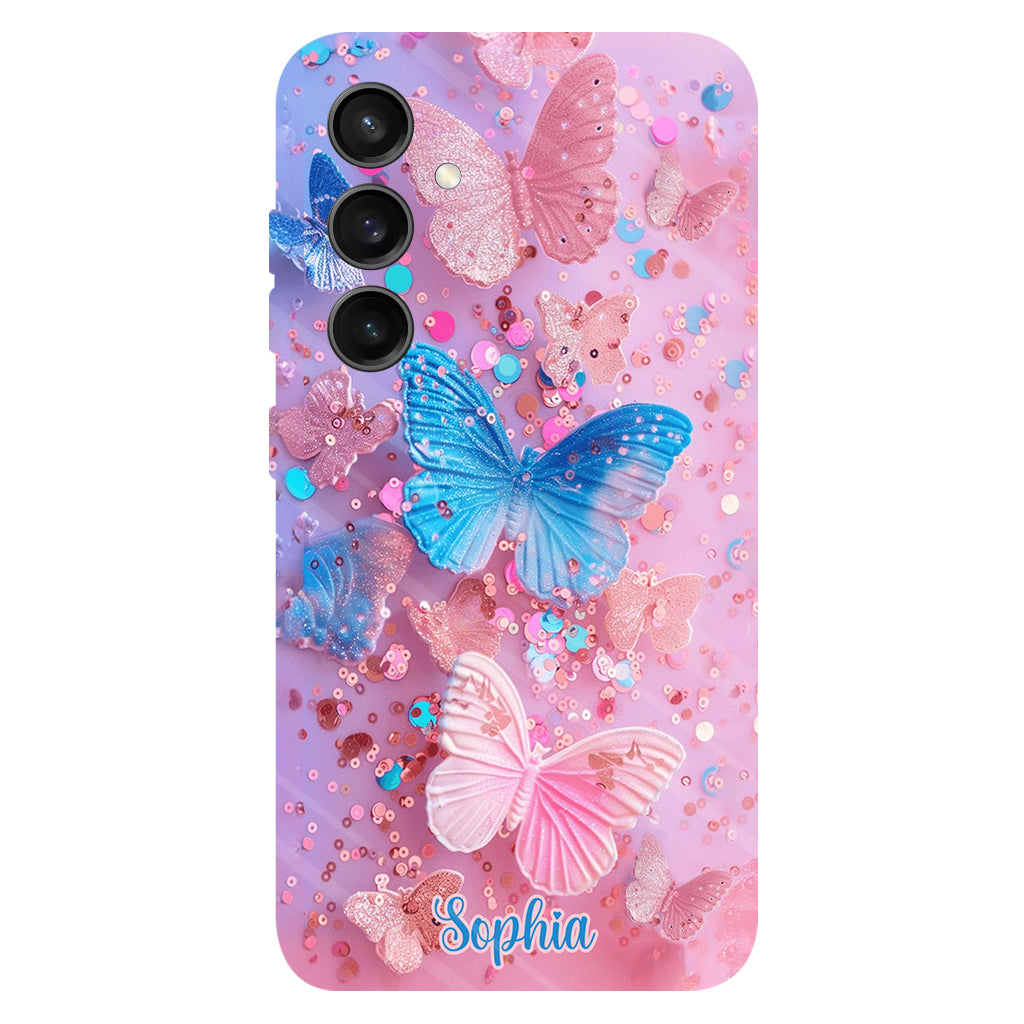 Coque de téléphone personnalisée avec motif papillon scintillant - Papillons scintillants